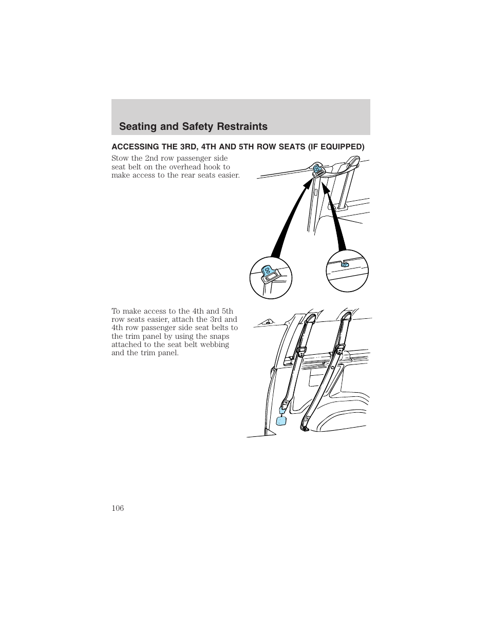 Seating and safety restraints | FORD 2002 E-450 v.2 User Manual | Page 106 / 256