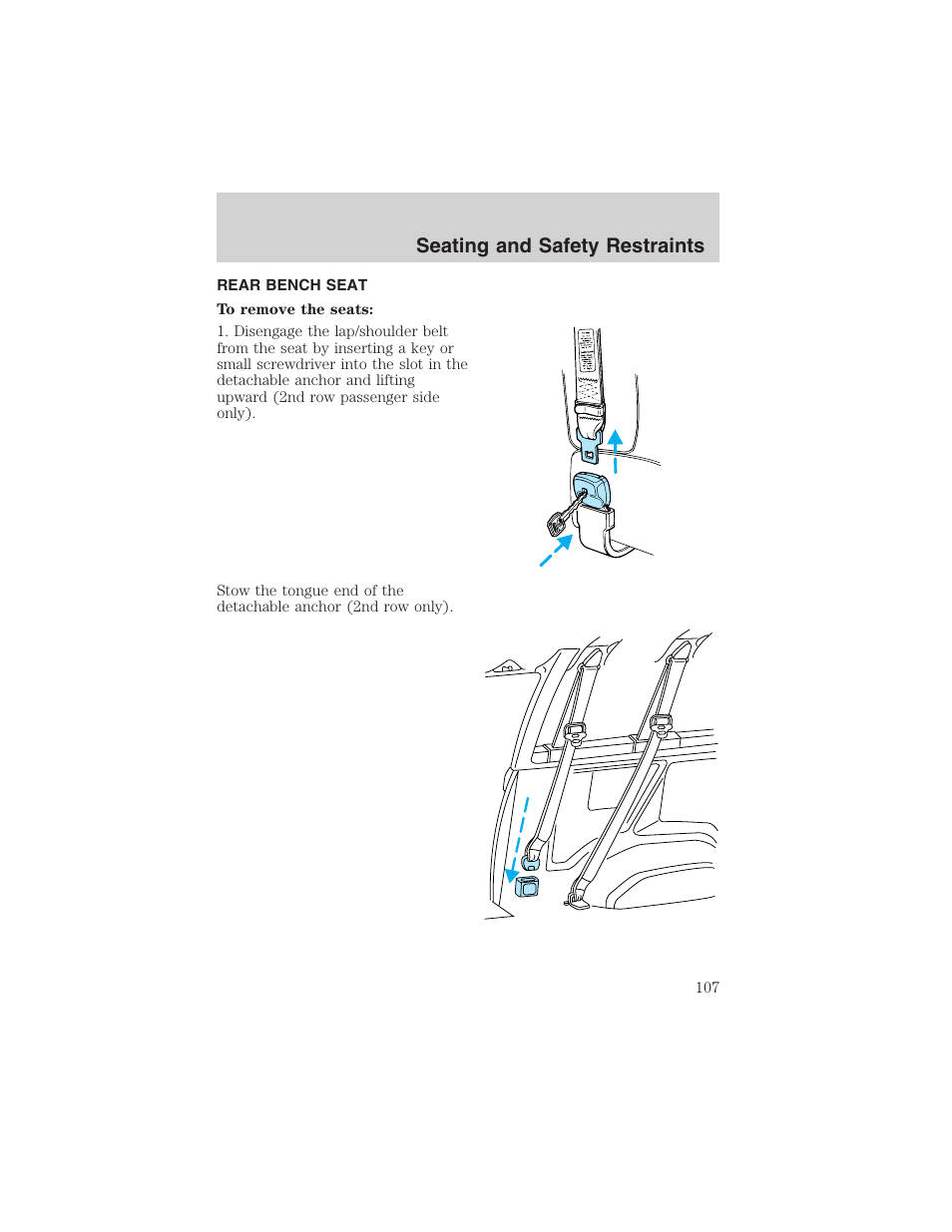 Seating and safety restraints | FORD 2002 E-450 v.2 User Manual | Page 107 / 256