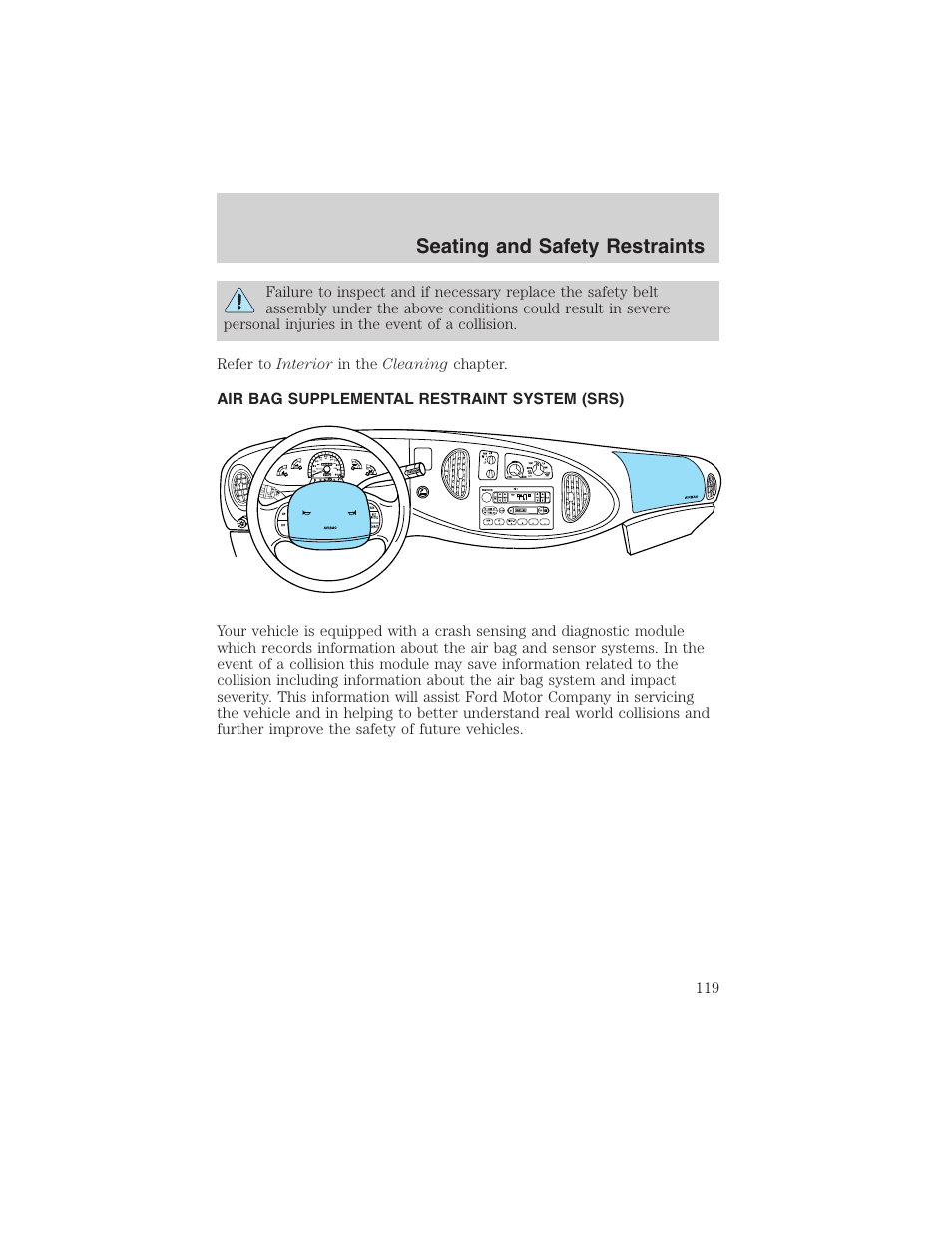 Seating and safety restraints | FORD 2002 E-450 v.2 User Manual | Page 119 / 256