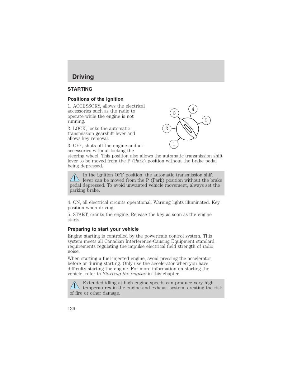 Driving | FORD 2002 E-450 v.2 User Manual | Page 136 / 256