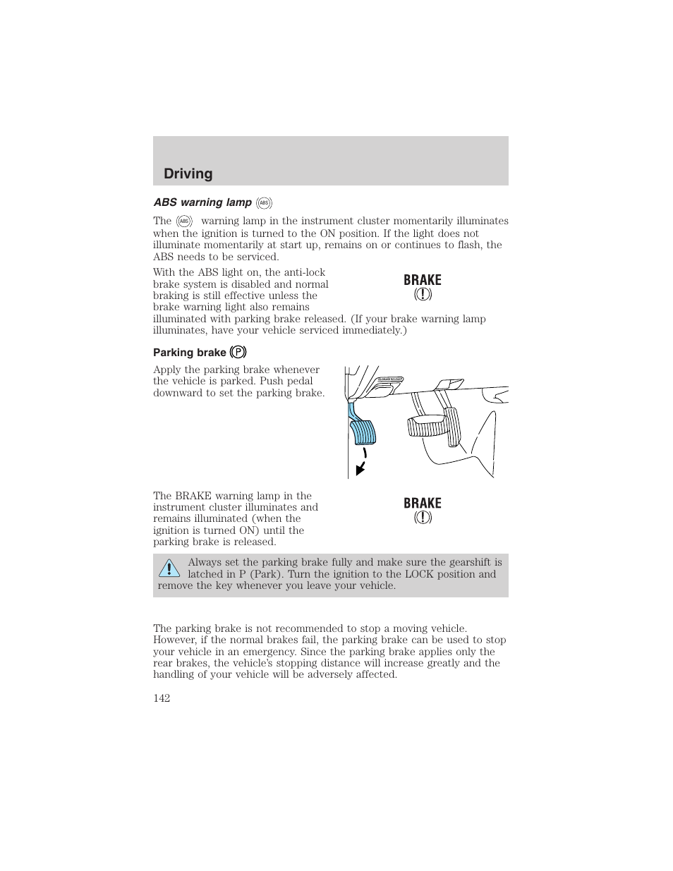 Driving | FORD 2002 E-450 v.2 User Manual | Page 142 / 256