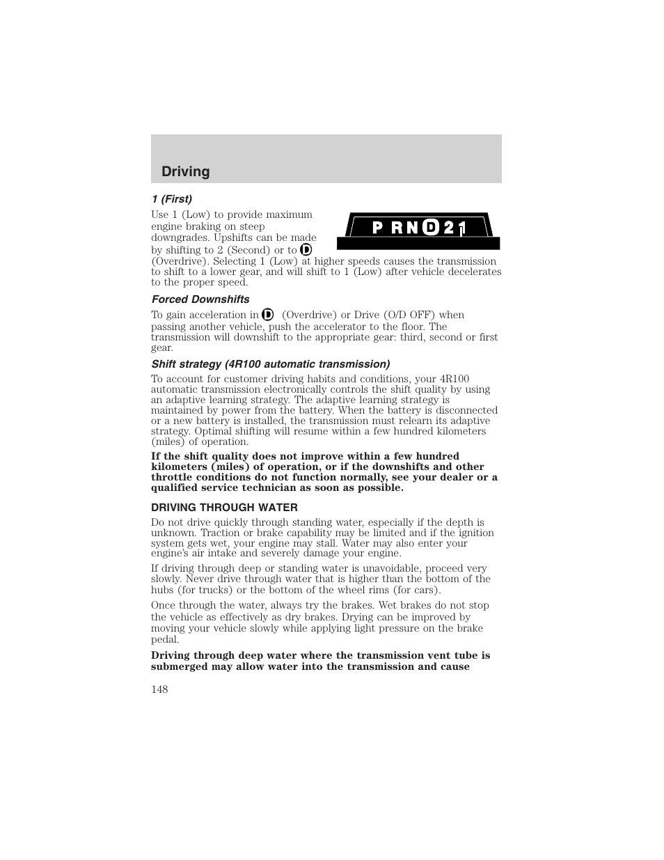 Driving | FORD 2002 E-450 v.2 User Manual | Page 148 / 256