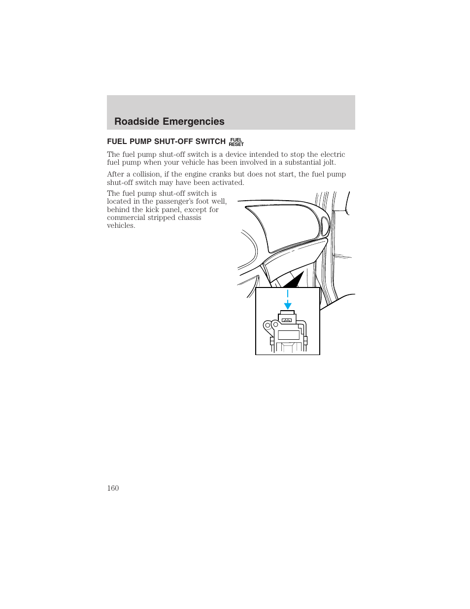 Roadside emergencies | FORD 2002 E-450 v.2 User Manual | Page 160 / 256