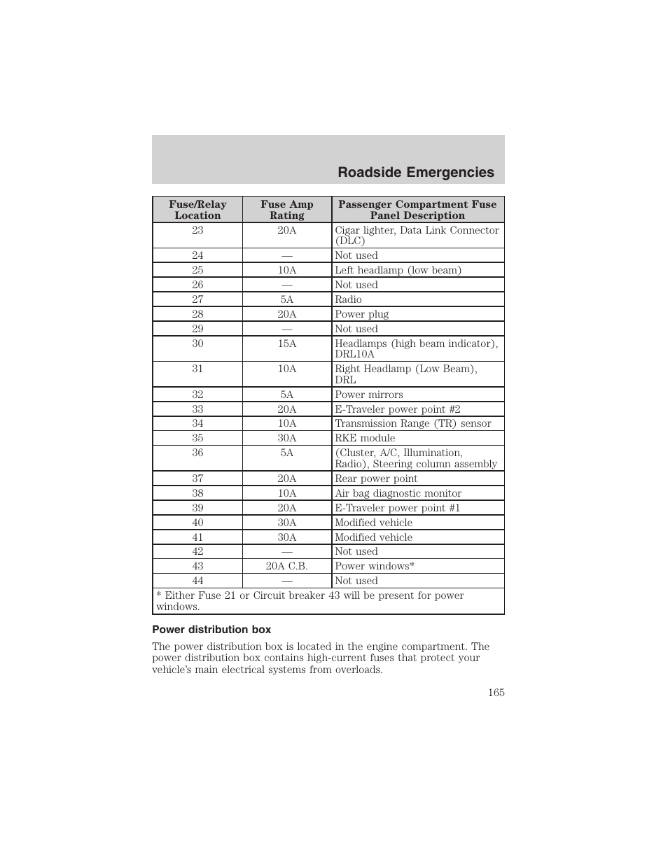 Roadside emergencies | FORD 2002 E-450 v.2 User Manual | Page 165 / 256
