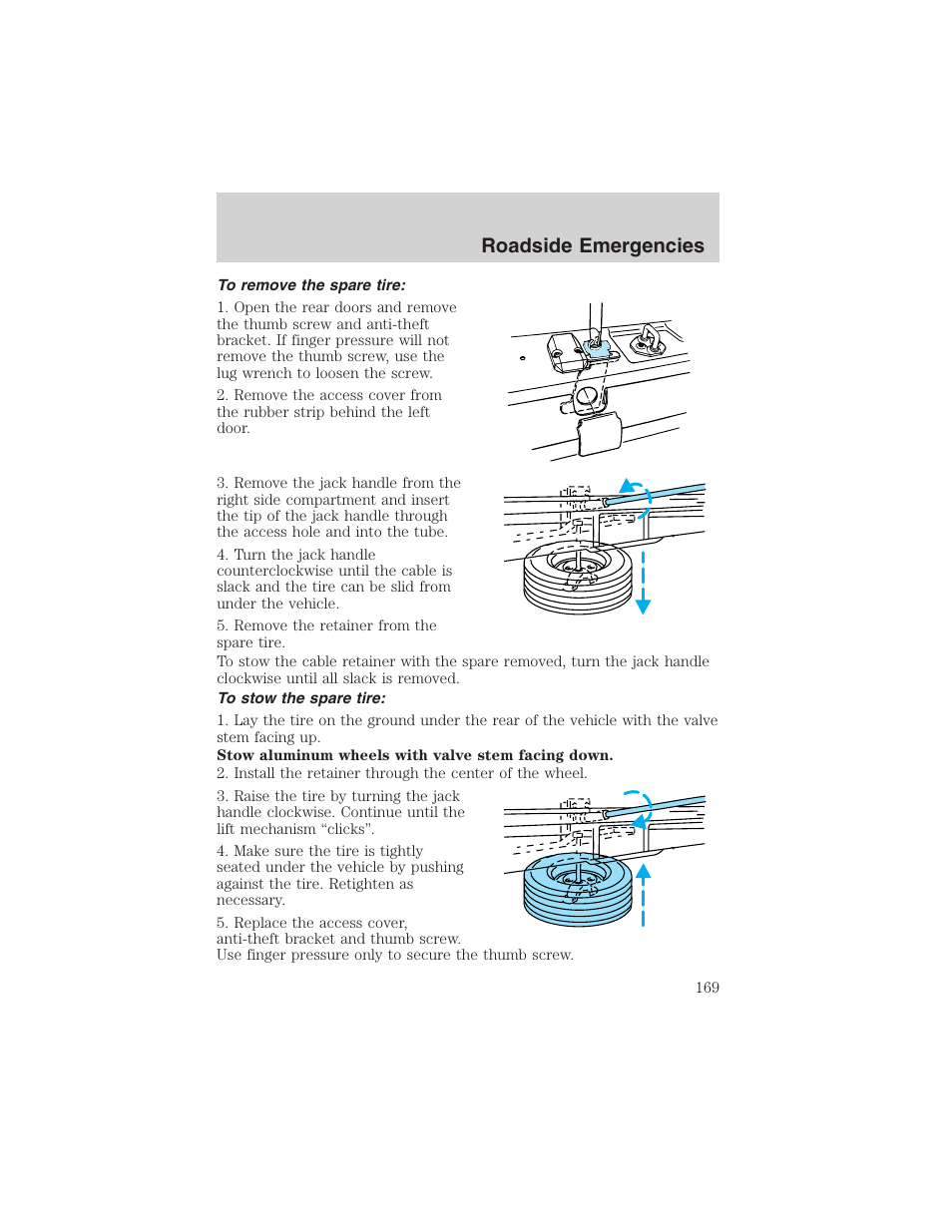 Roadside emergencies | FORD 2002 E-450 v.2 User Manual | Page 169 / 256