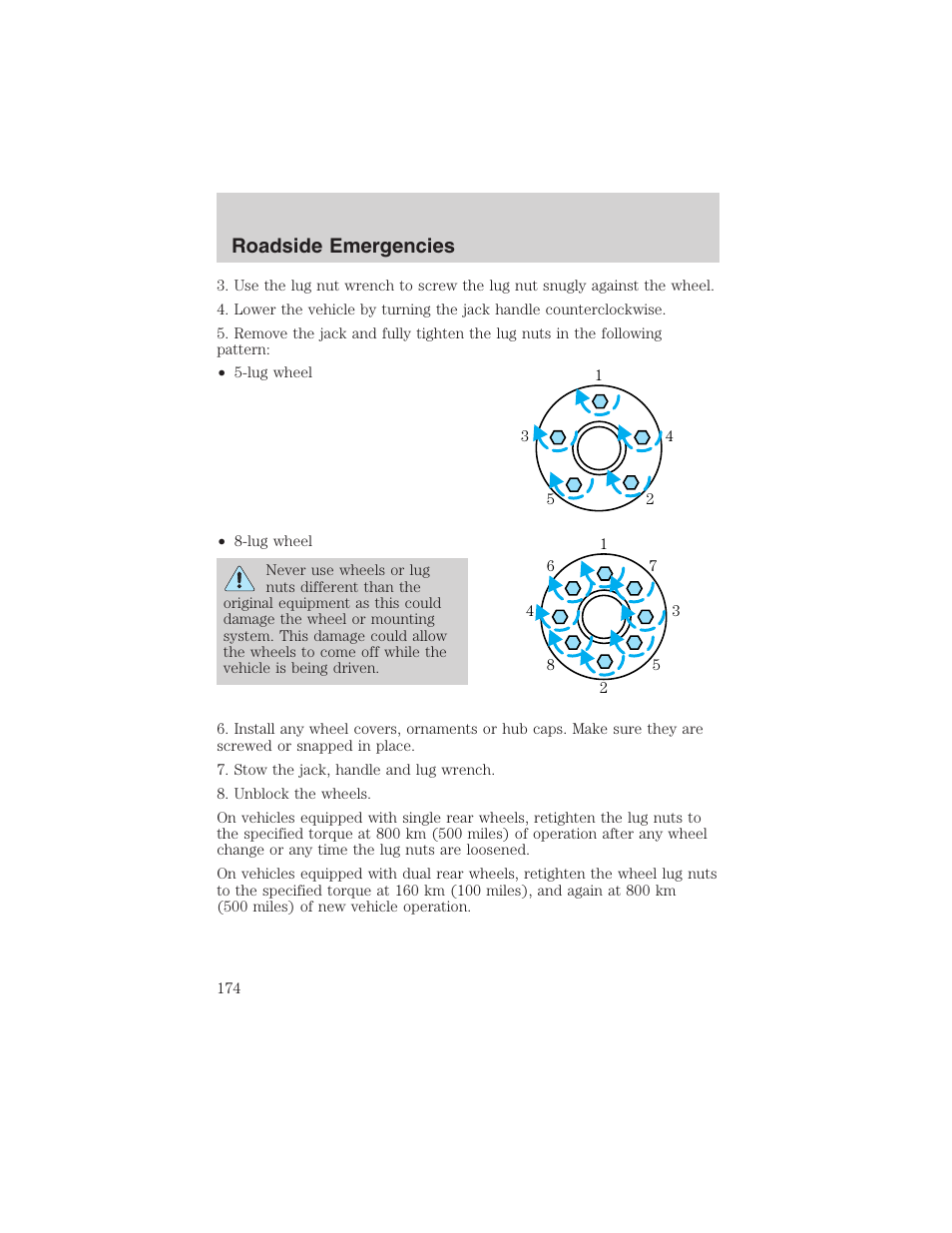 Roadside emergencies | FORD 2002 E-450 v.2 User Manual | Page 174 / 256