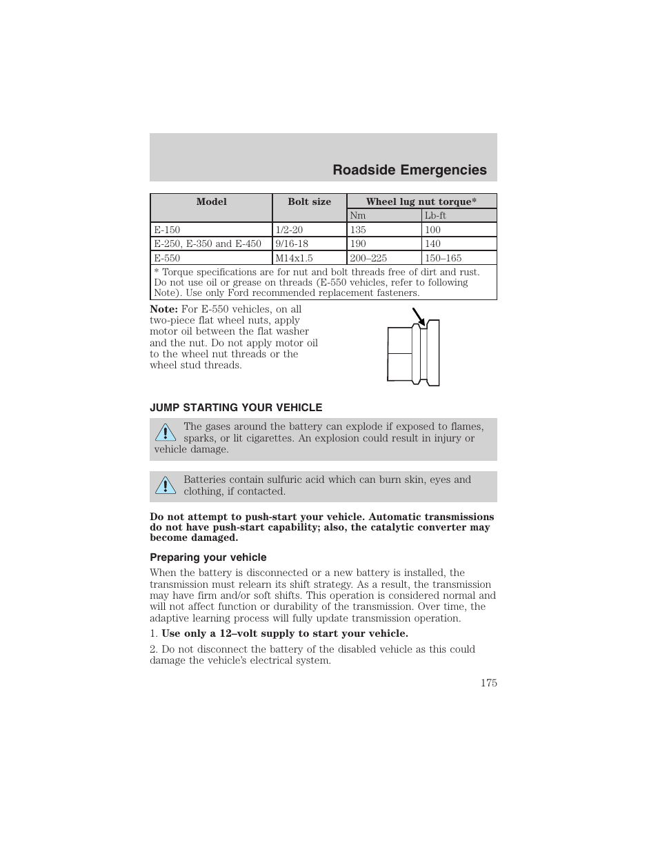 Roadside emergencies | FORD 2002 E-450 v.2 User Manual | Page 175 / 256
