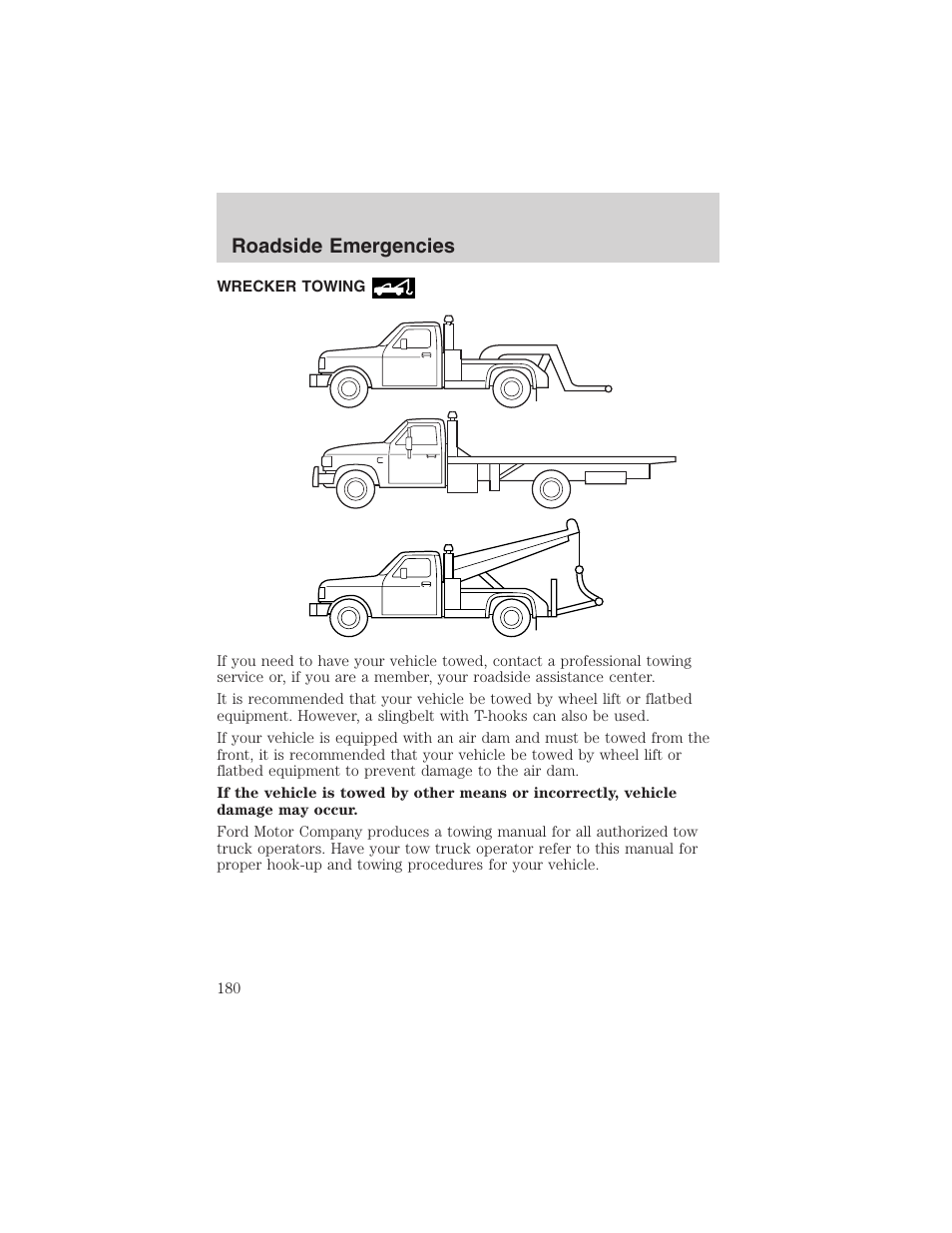 Roadside emergencies | FORD 2002 E-450 v.2 User Manual | Page 180 / 256