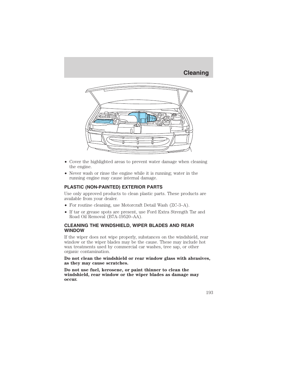 Cleaning | FORD 2002 E-450 v.2 User Manual | Page 193 / 256