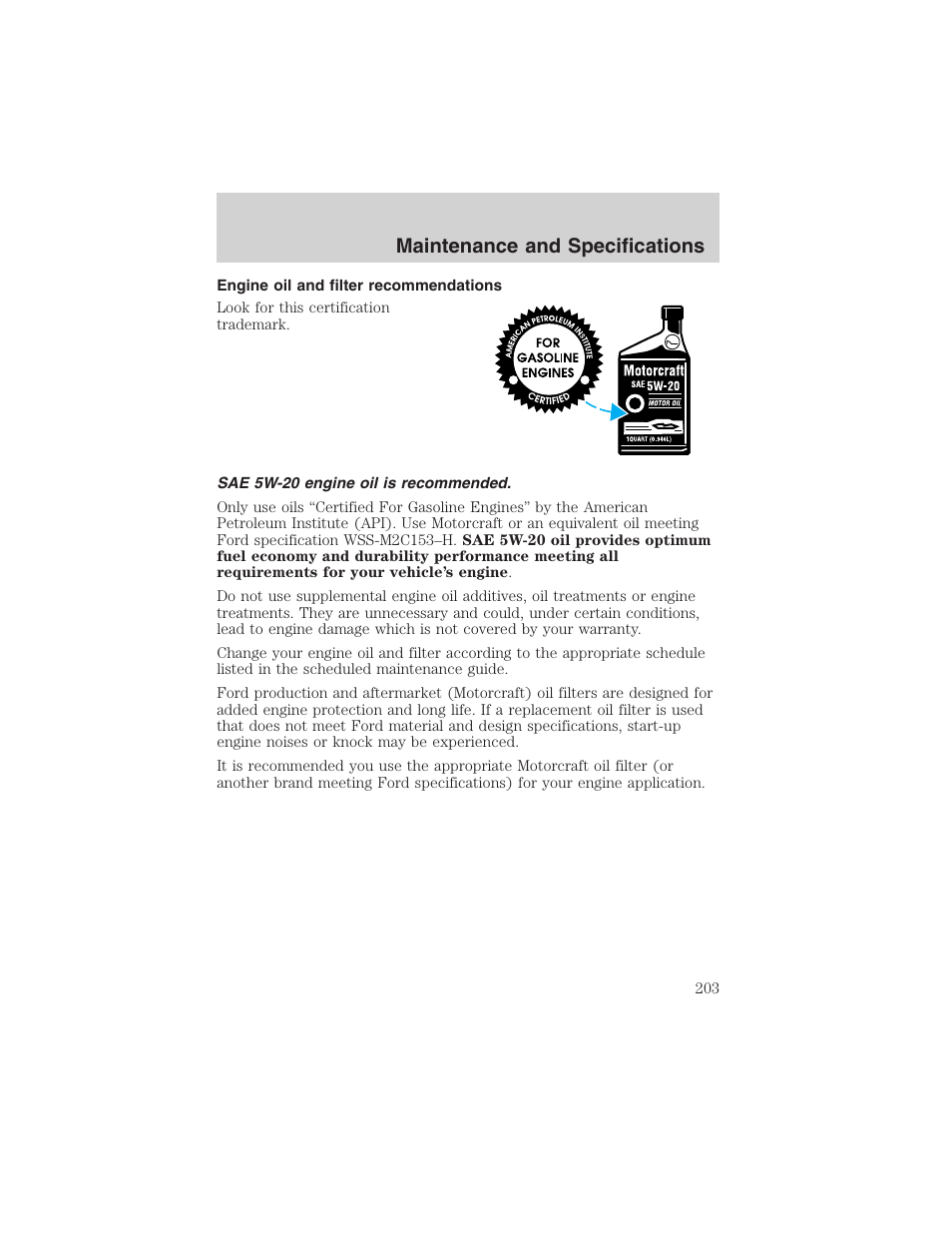 Maintenance and specifications | FORD 2002 E-450 v.2 User Manual | Page 203 / 256