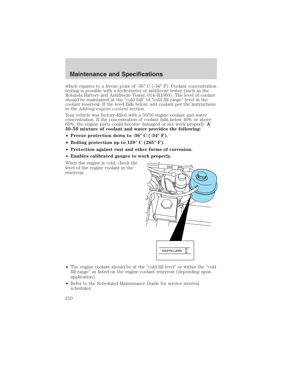 Maintenance and specifications | FORD 2002 E-450 v.2 User Manual | Page 210 / 256