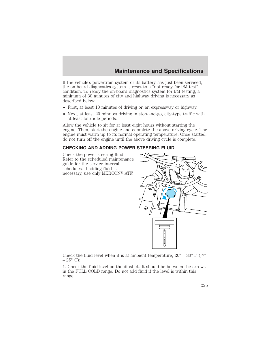 Maintenance and specifications | FORD 2002 E-450 v.2 User Manual | Page 225 / 256