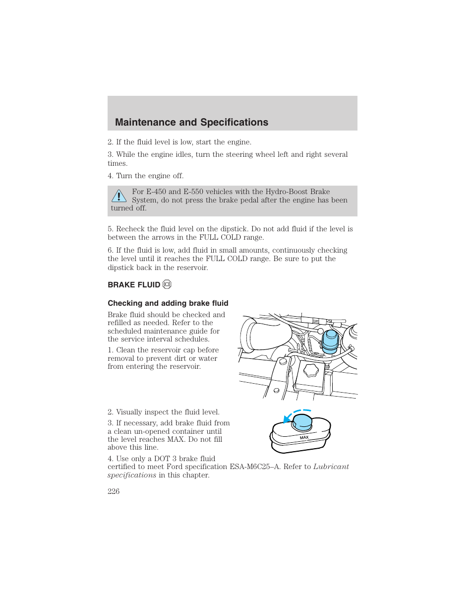 Maintenance and specifications | FORD 2002 E-450 v.2 User Manual | Page 226 / 256