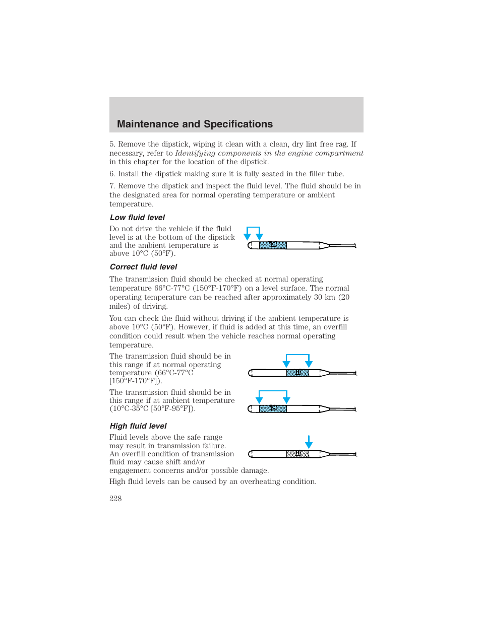 Maintenance and specifications | FORD 2002 E-450 v.2 User Manual | Page 228 / 256