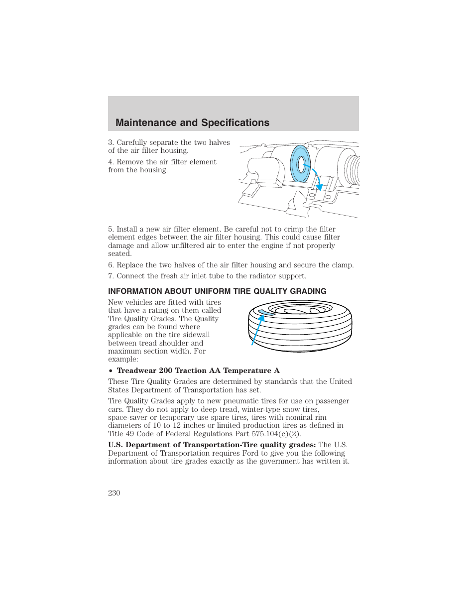 Maintenance and specifications | FORD 2002 E-450 v.2 User Manual | Page 230 / 256