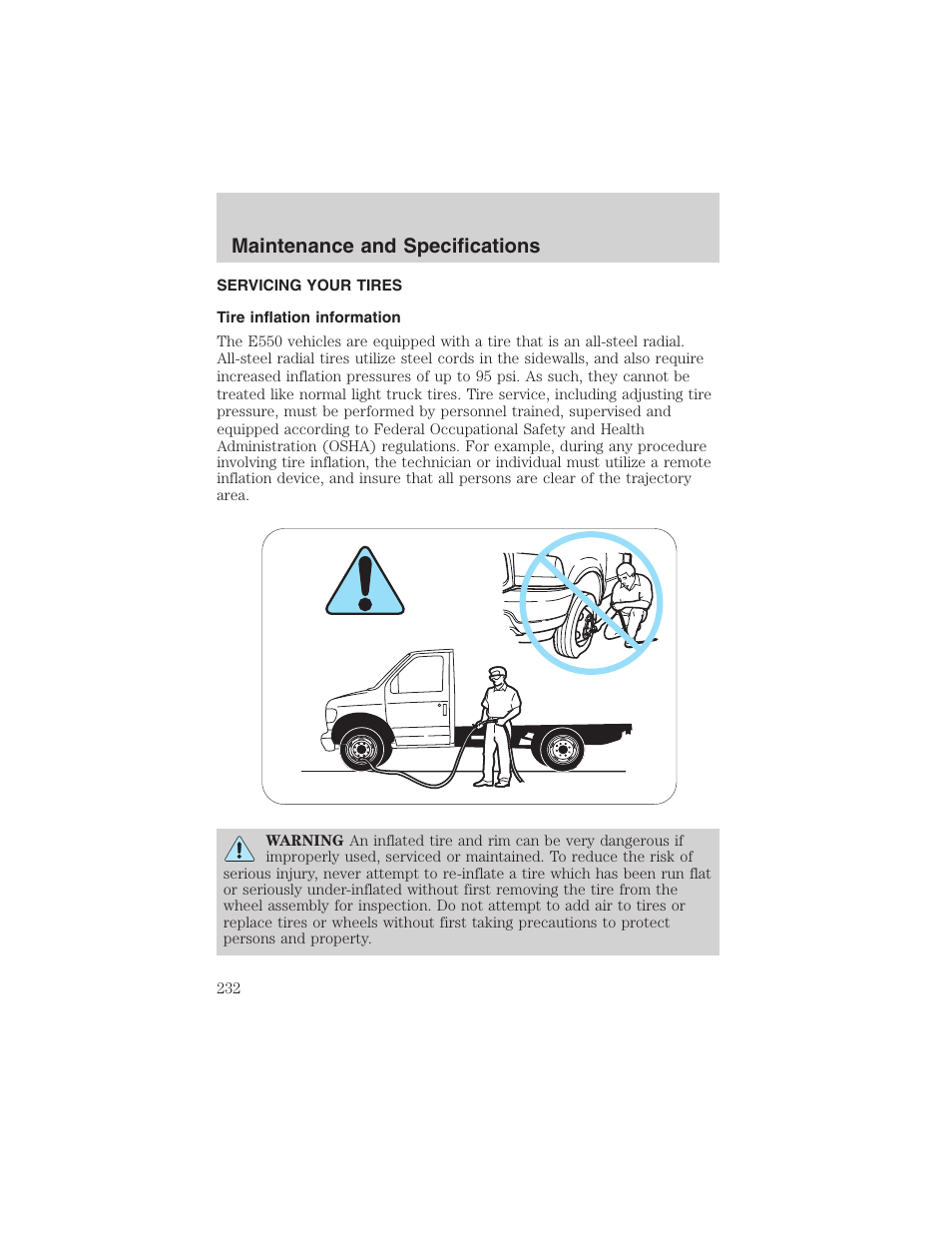 Maintenance and specifications | FORD 2002 E-450 v.2 User Manual | Page 232 / 256