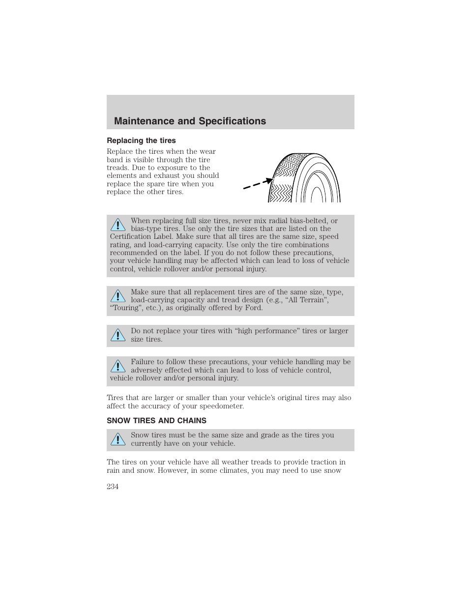 Maintenance and specifications | FORD 2002 E-450 v.2 User Manual | Page 234 / 256