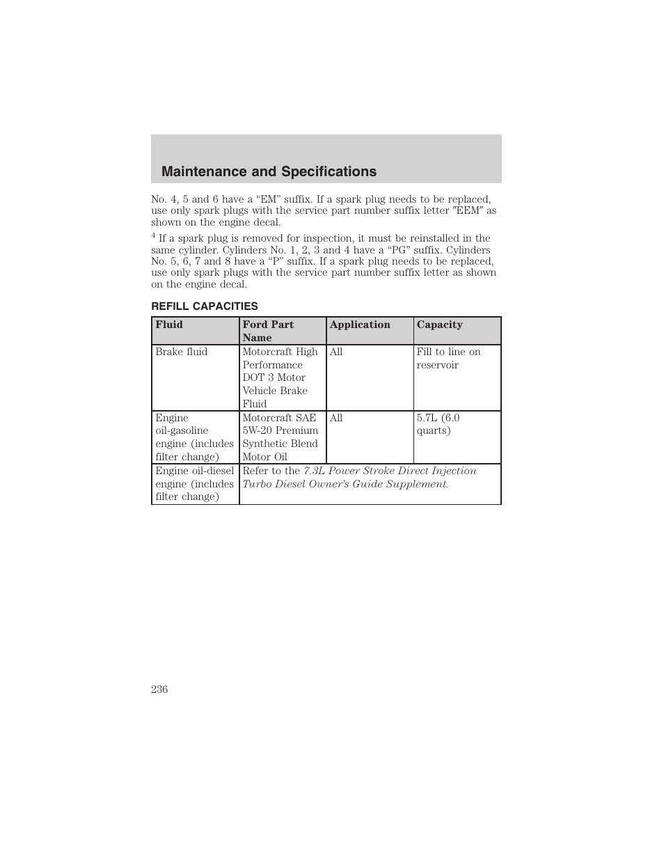 Maintenance and specifications | FORD 2002 E-450 v.2 User Manual | Page 236 / 256