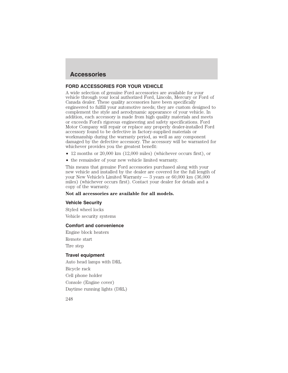Accessories | FORD 2002 E-450 v.2 User Manual | Page 248 / 256