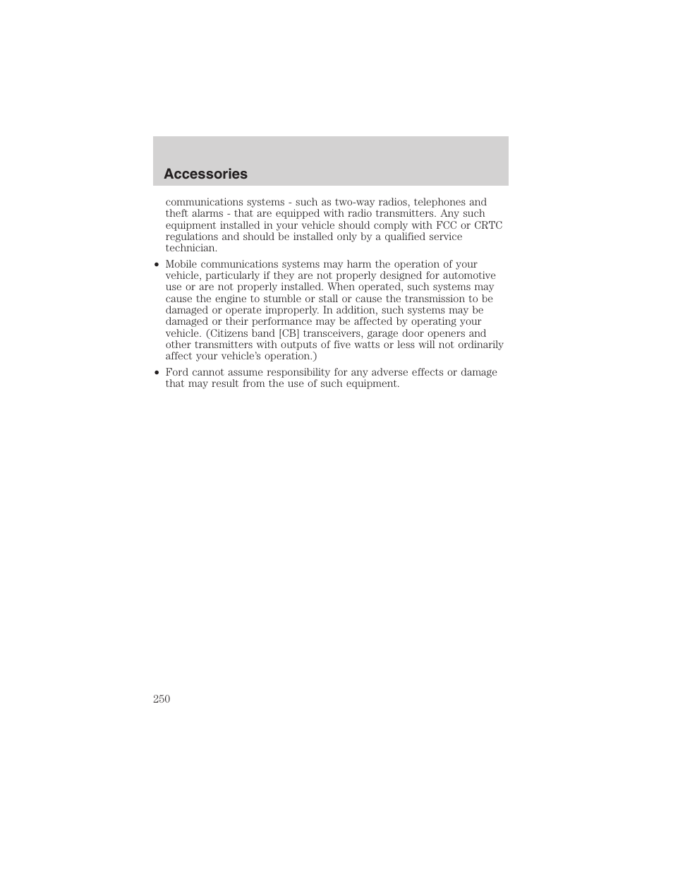 Accessories | FORD 2002 E-450 v.2 User Manual | Page 250 / 256