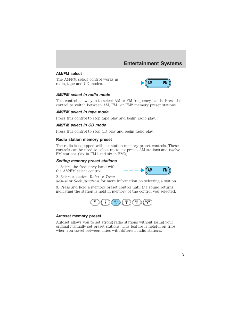 Entertainment systems | FORD 2002 E-450 v.2 User Manual | Page 31 / 256