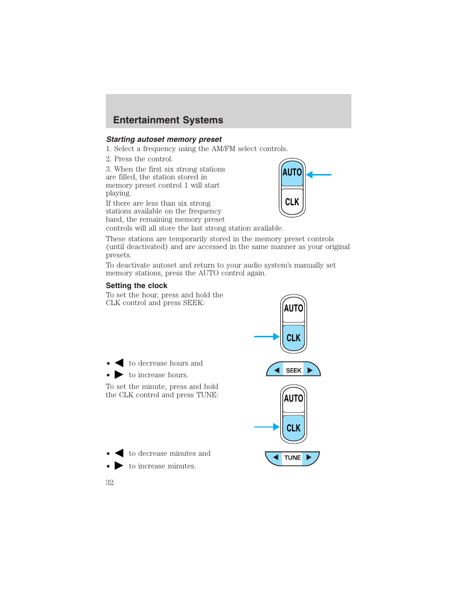 Auto clk auto clk auto clk entertainment systems | FORD 2002 E-450 v.2 User Manual | Page 32 / 256