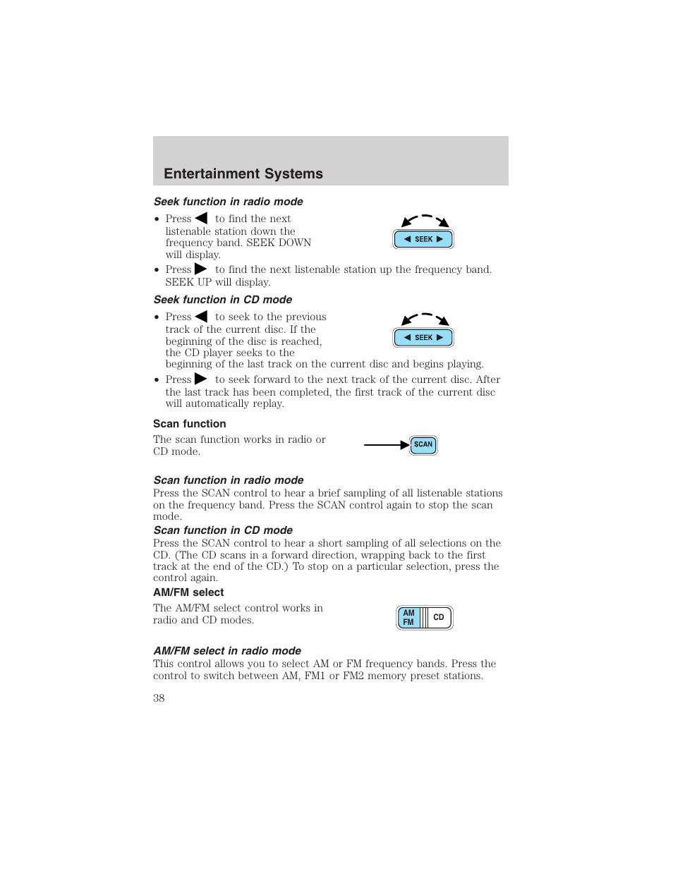 Entertainment systems | FORD 2002 E-450 v.2 User Manual | Page 38 / 256