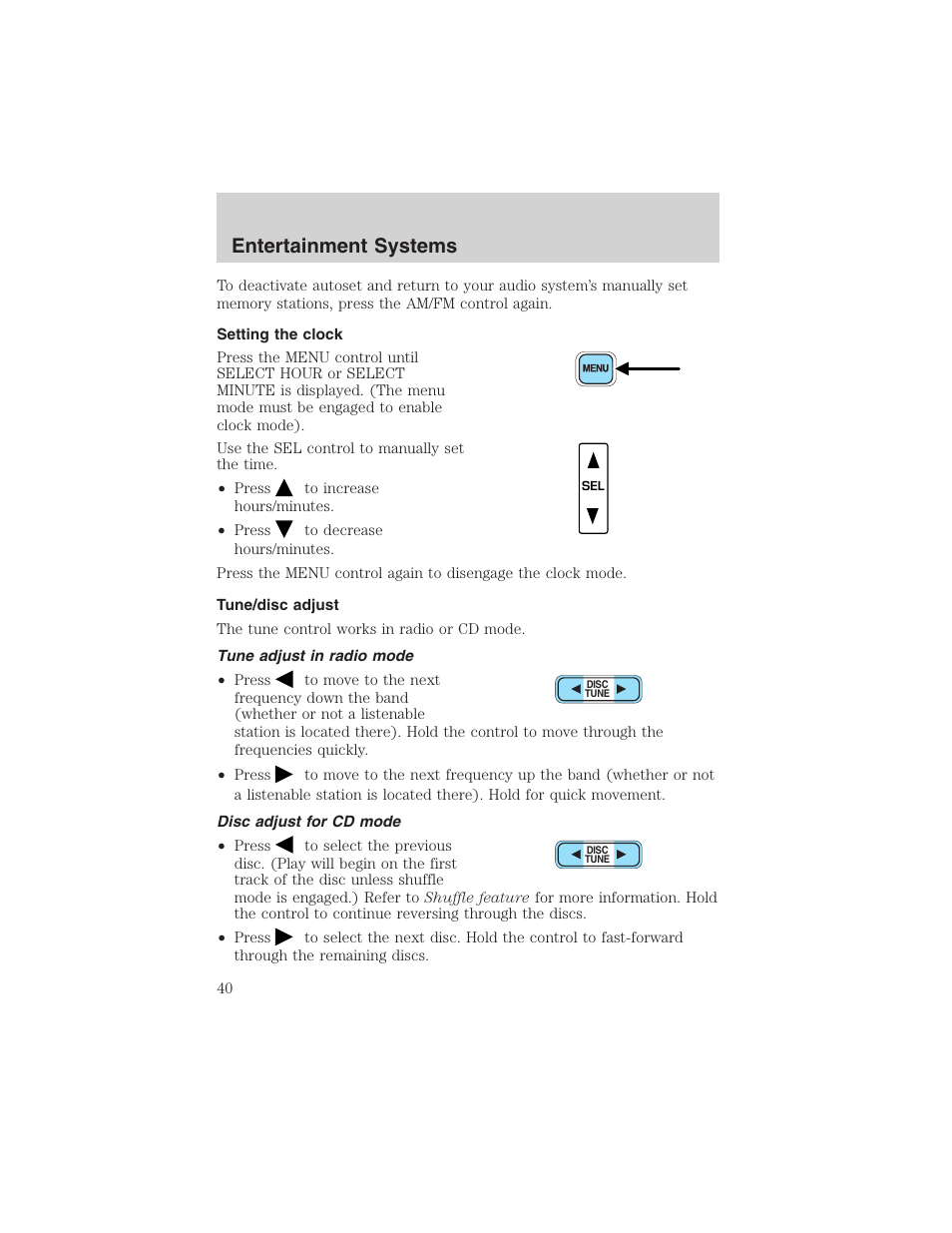 Entertainment systems | FORD 2002 E-450 v.2 User Manual | Page 40 / 256