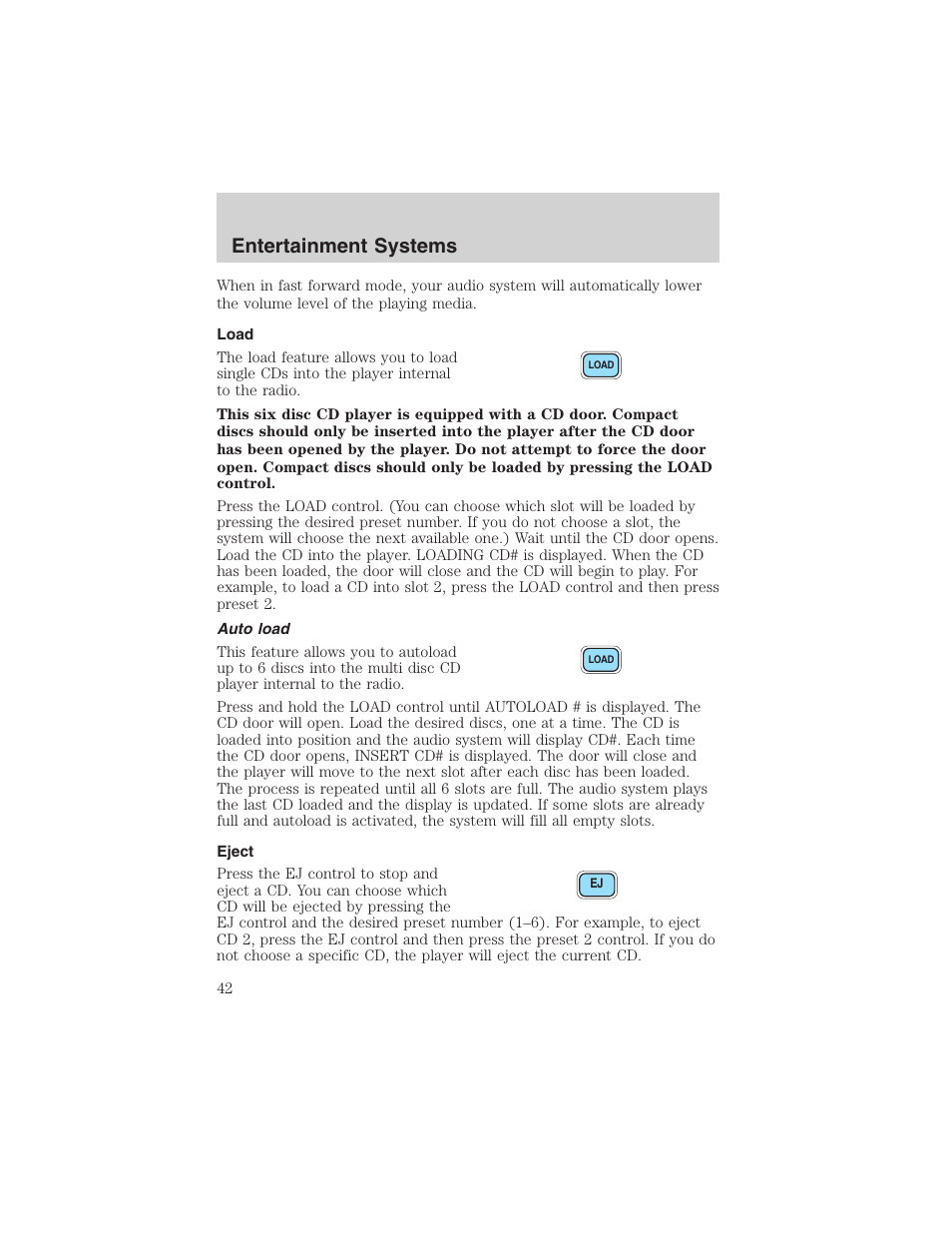 Entertainment systems | FORD 2002 E-450 v.2 User Manual | Page 42 / 256