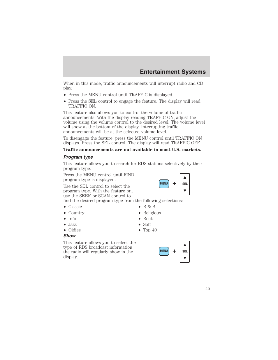 Entertainment systems | FORD 2002 E-450 v.2 User Manual | Page 45 / 256