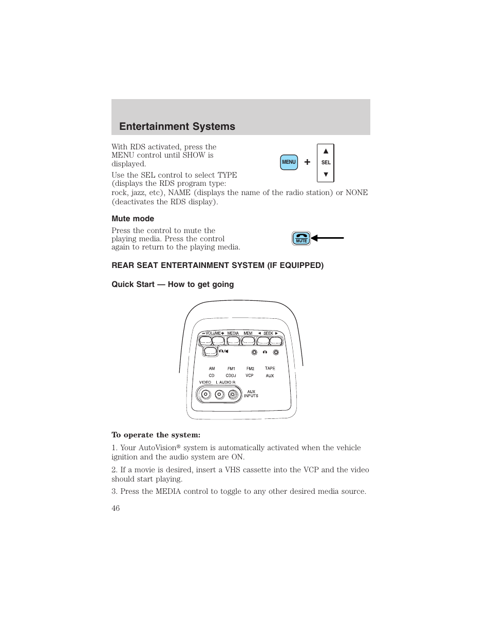 Entertainment systems | FORD 2002 E-450 v.2 User Manual | Page 46 / 256