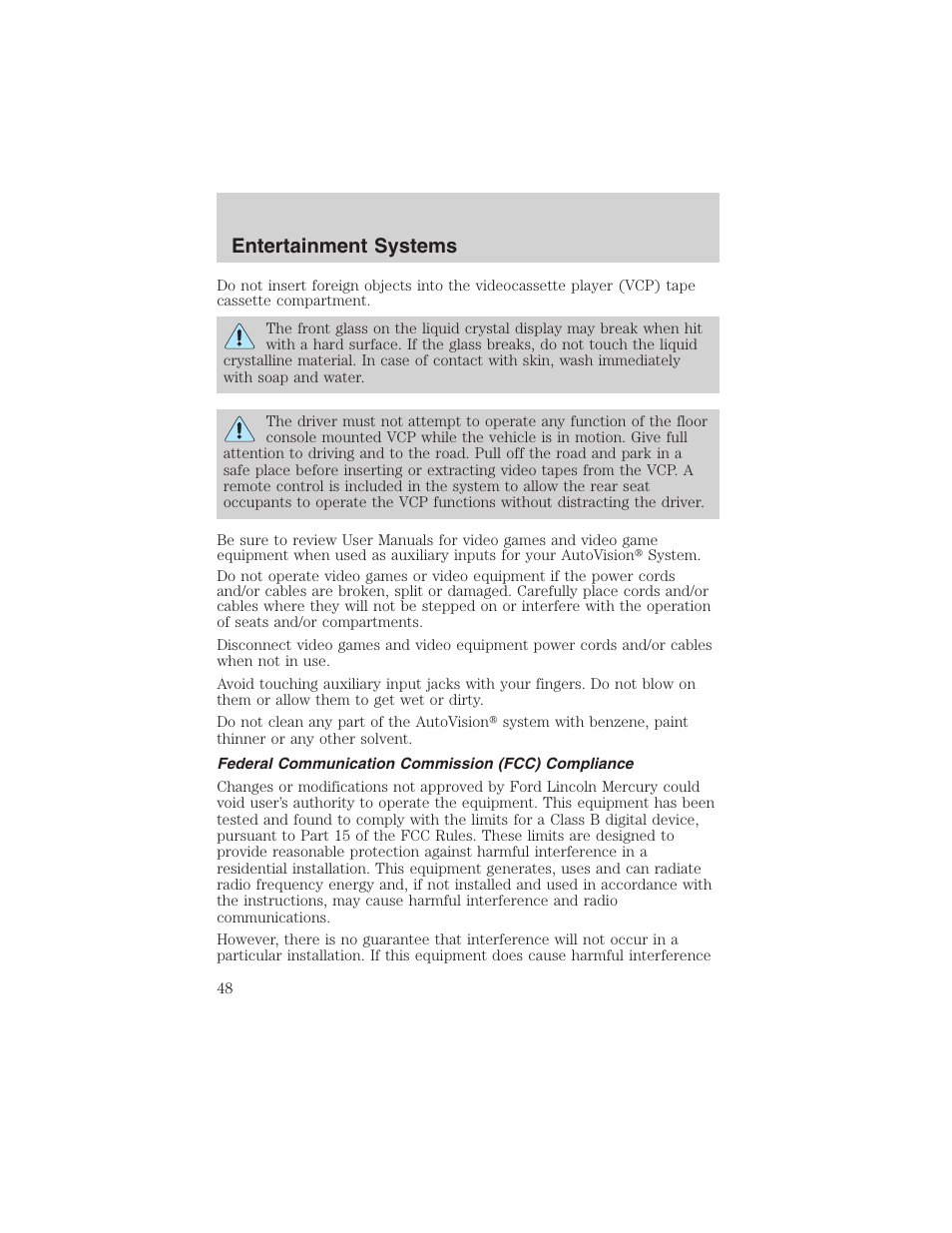 Entertainment systems | FORD 2002 E-450 v.2 User Manual | Page 48 / 256