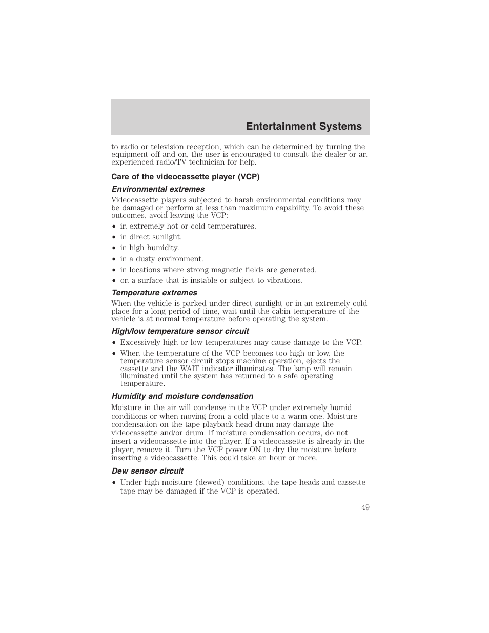 Entertainment systems | FORD 2002 E-450 v.2 User Manual | Page 49 / 256