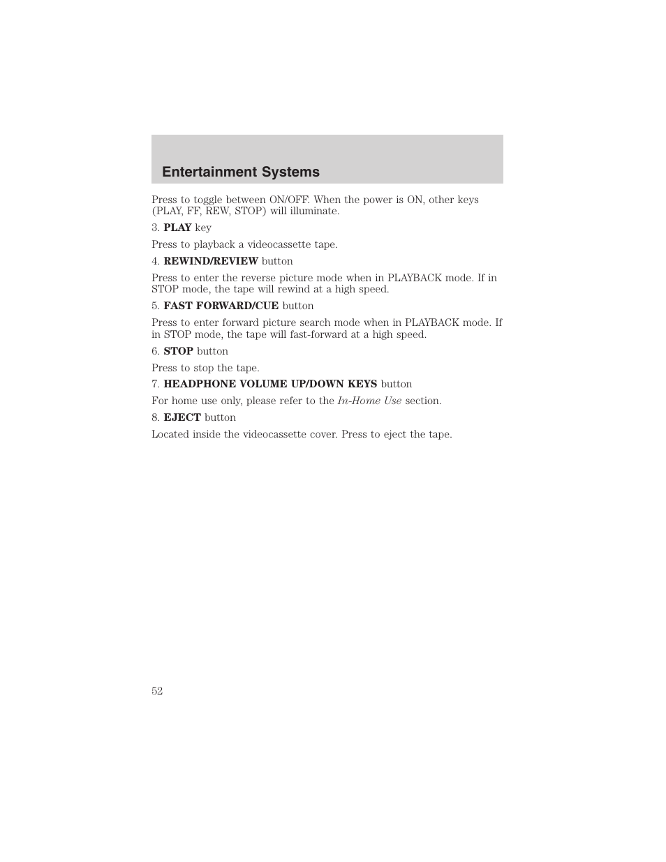 Entertainment systems | FORD 2002 E-450 v.2 User Manual | Page 52 / 256