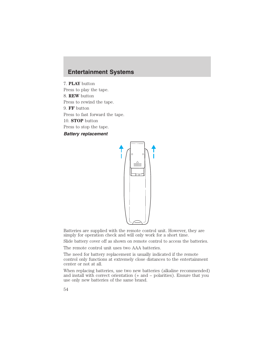 Entertainment systems | FORD 2002 E-450 v.2 User Manual | Page 54 / 256