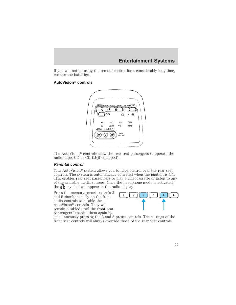 Entertainment systems | FORD 2002 E-450 v.2 User Manual | Page 55 / 256