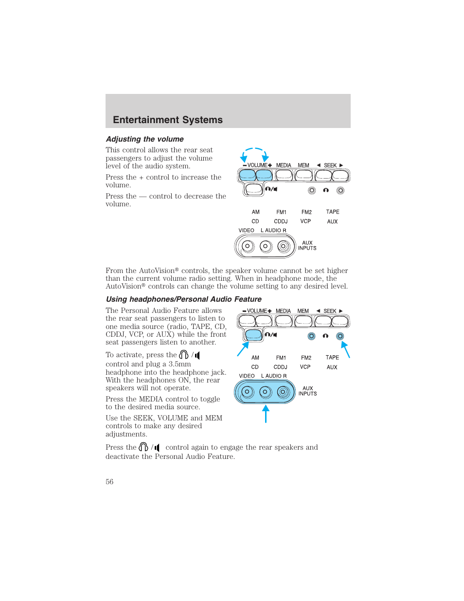 Entertainment systems | FORD 2002 E-450 v.2 User Manual | Page 56 / 256