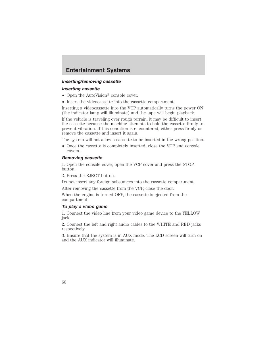 Entertainment systems | FORD 2002 E-450 v.2 User Manual | Page 60 / 256
