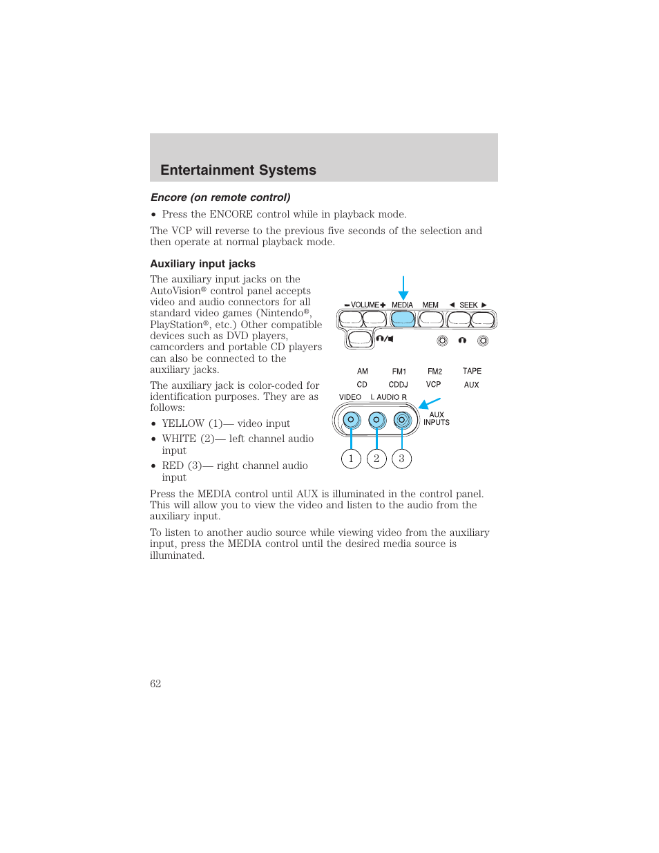 Entertainment systems | FORD 2002 E-450 v.2 User Manual | Page 62 / 256