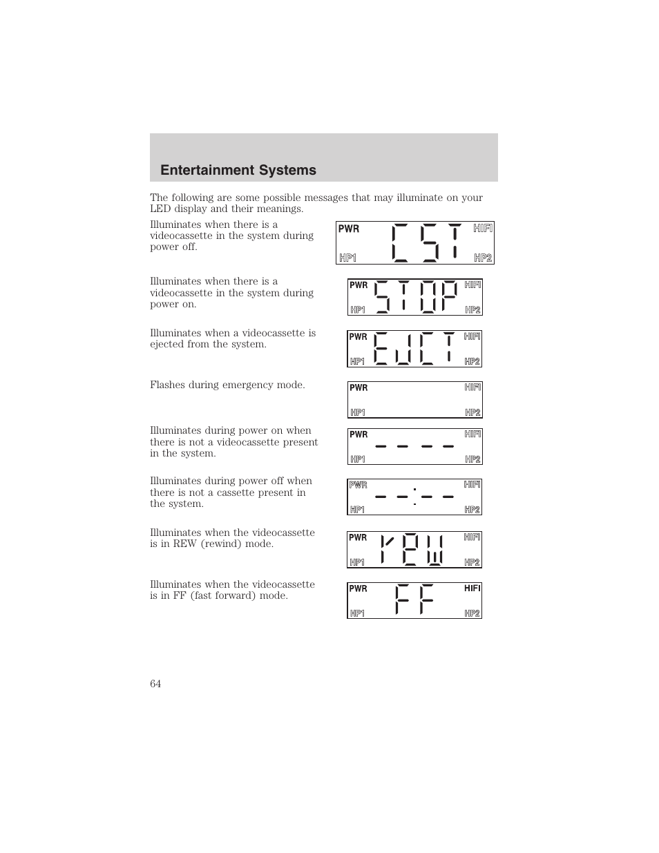 Entertainment systems | FORD 2002 E-450 v.2 User Manual | Page 64 / 256