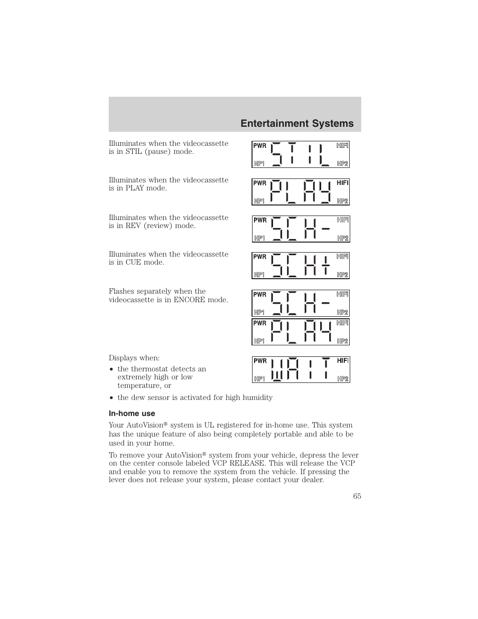 Entertainment systems | FORD 2002 E-450 v.2 User Manual | Page 65 / 256