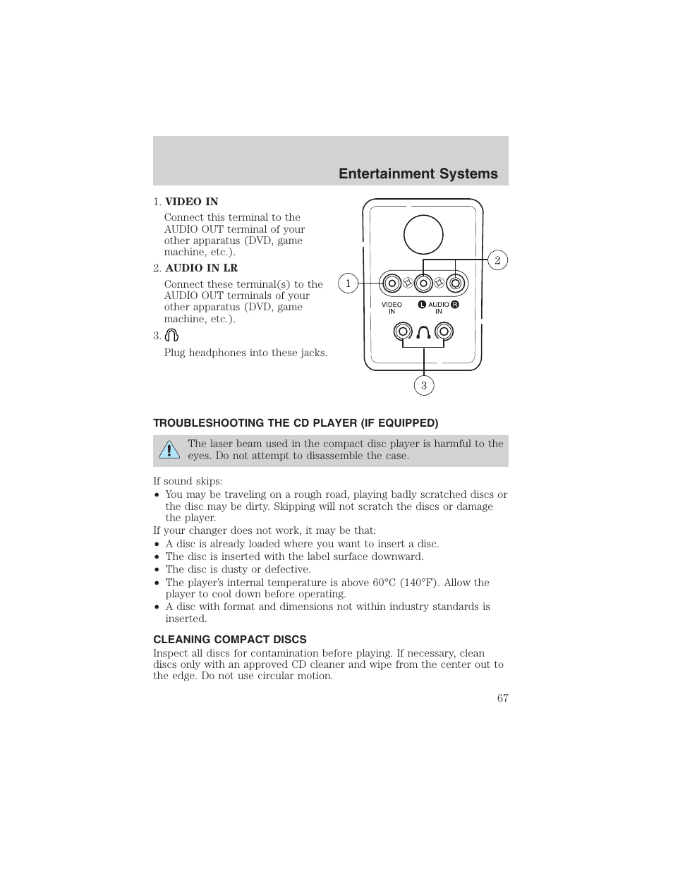 Entertainment systems | FORD 2002 E-450 v.2 User Manual | Page 67 / 256