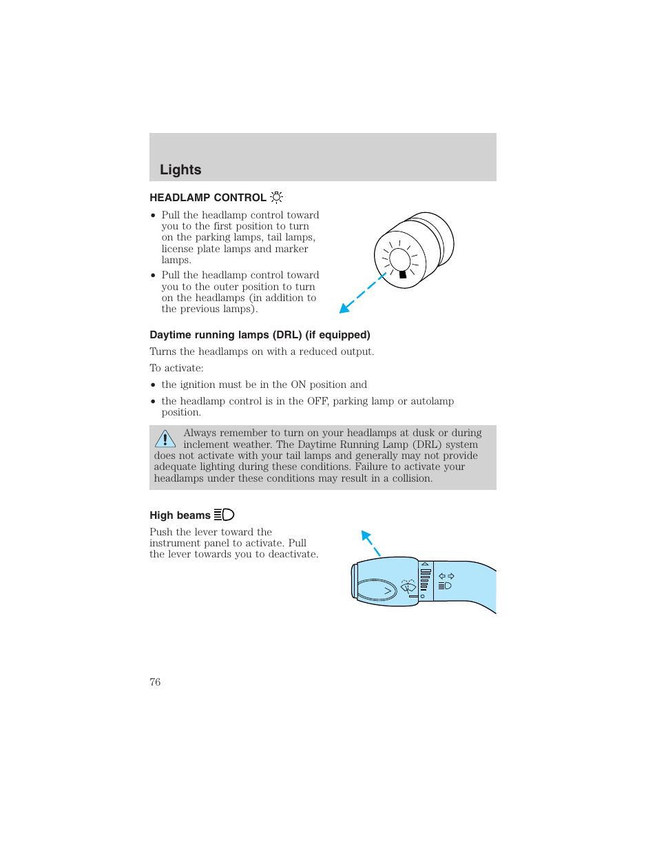 Lights | FORD 2002 E-450 v.2 User Manual | Page 76 / 256