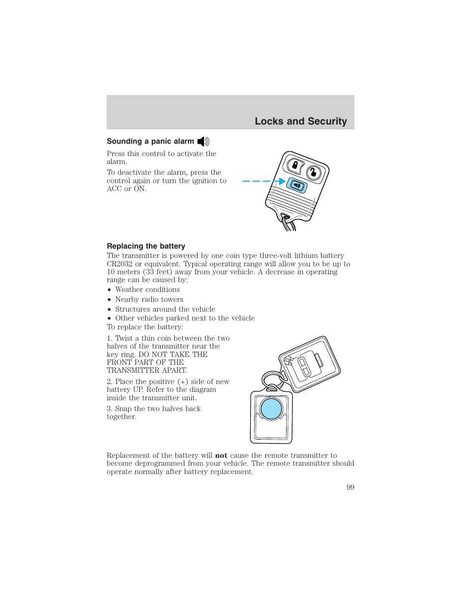 Locks and security | FORD 2002 E-450 v.2 User Manual | Page 99 / 256