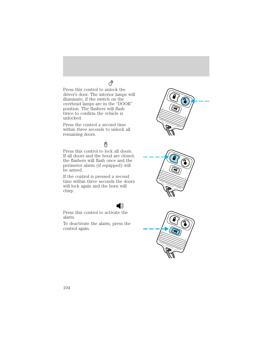 Locks and security | FORD 2002 Escape v.1 User Manual | Page 104 / 280