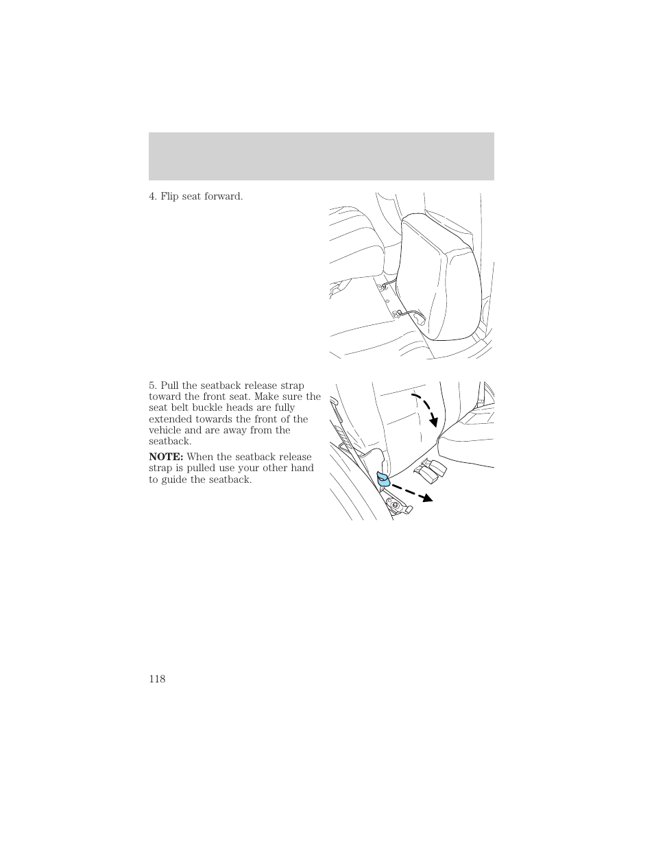 Seating and safety restraints | FORD 2002 Escape v.1 User Manual | Page 118 / 280