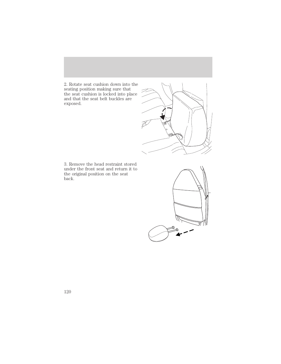 Seating and safety restraints | FORD 2002 Escape v.1 User Manual | Page 120 / 280