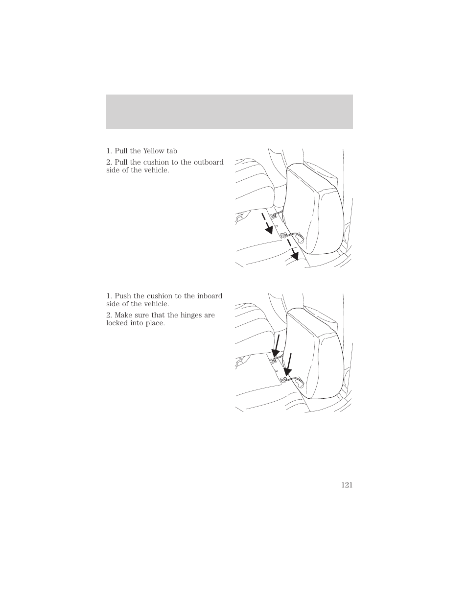 Seating and safety restraints | FORD 2002 Escape v.1 User Manual | Page 121 / 280