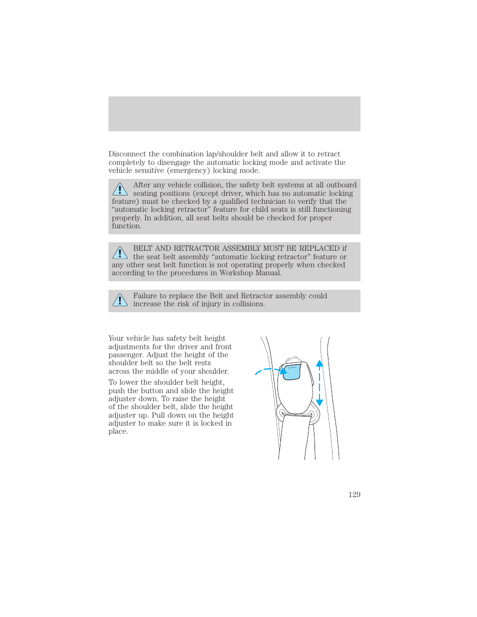 Seating and safety restraints | FORD 2002 Escape v.1 User Manual | Page 129 / 280