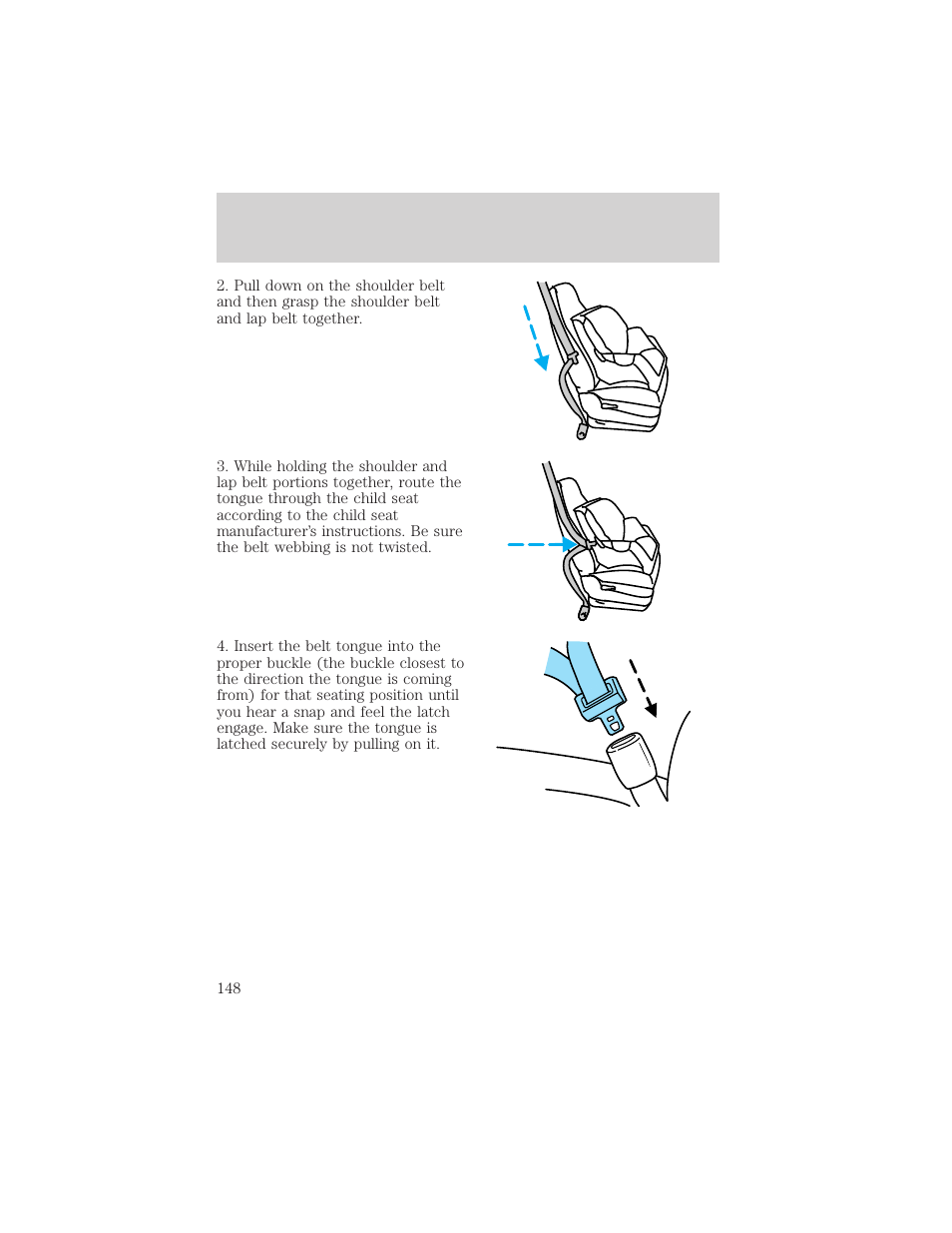 Seating and safety restraints | FORD 2002 Escape v.1 User Manual | Page 148 / 280